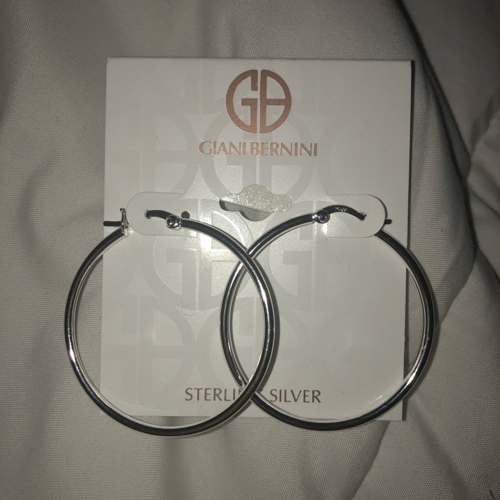 Sterling silver hoop earrings (NEVER USED)!!